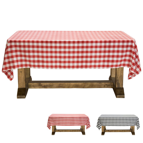 Rectangular Checkered Tablecloth - Polyester Fabric - Gingham Pattern